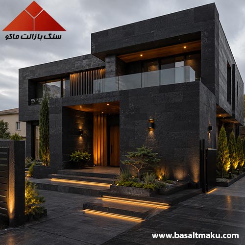 نمونه سنگ بازالت مشکی با کیفیت مناسب برای پروژه‌های ساختمانی و معماری
